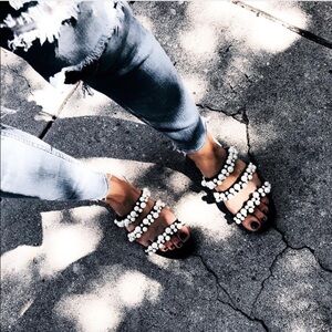 Zara Pearl Strappy Sandals
